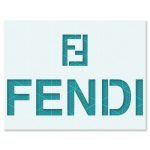 Reusable Fendi logo stencil template cut from 10 mil Mylar for painting, crafts, and DIY projects.
