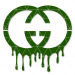 Reusable Gucci drip stencil template cut from 10 mil Mylar for spray paint, crafts, and DIY projects.