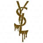 Reusable Yves Saint Laurent drip stencil template cut from 10 mil Mylar for spray paint, crafts, and DIY projects.