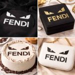 Fendi eyes graphic stencil with bold typography layout on white background.